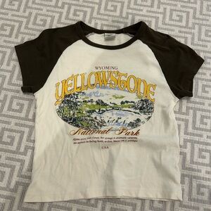 Yellowstone National Park Baby Tee White and Brown
